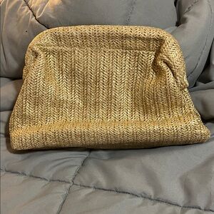 Shiraleah Gold and Cream Woven Clutch